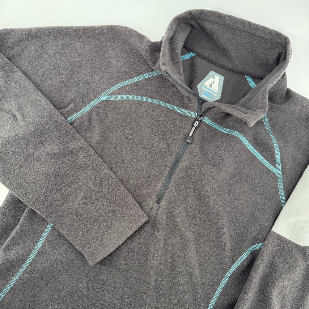 Eddie Bauer First Ascent Fleece Pullover Womens M Grey 1/4 Zip Arm Pocket Hiking